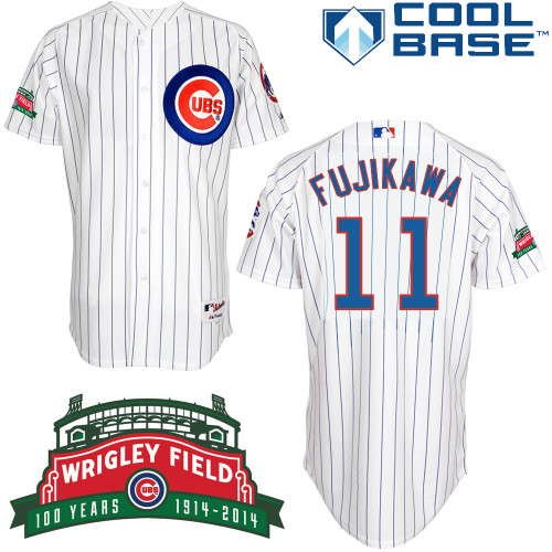 Kyuji Fujikawa #11 MLB Jersey-Chicago Cubs Men's Authentic Wrigley Field 100th Anniversary White Baseball Jersey